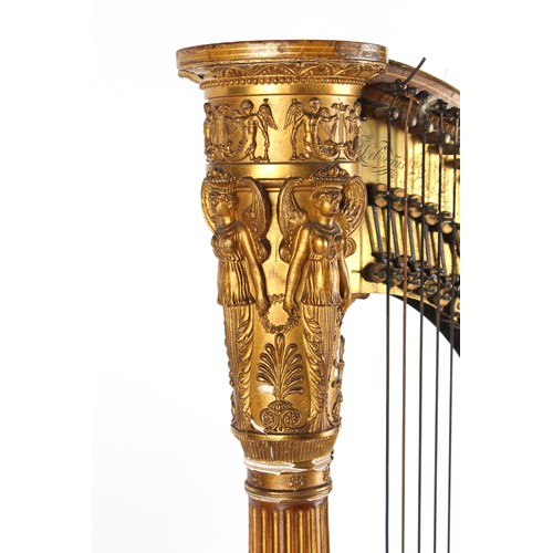 212 - The Henry & Tricia Byrom Collection - a 19th century Delveau's Patent harp, with painted & gilt neo-... 