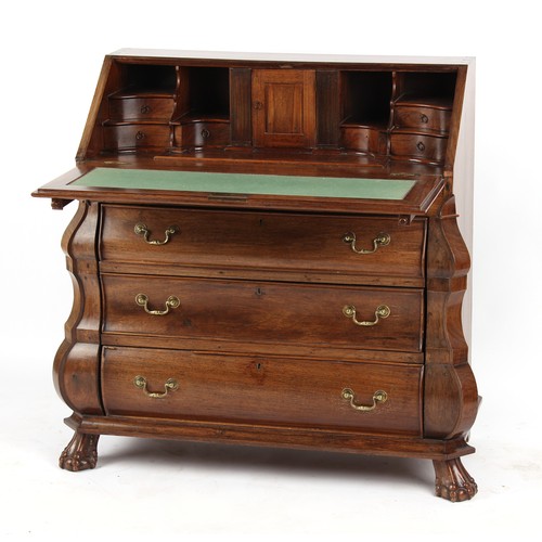 316 - Property of a lady - a 19th century Dutch Colonial solid padouk fall-front bureau, with fitted inter... 