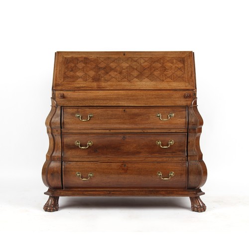 316 - Property of a lady - a 19th century Dutch Colonial solid padouk fall-front bureau, with fitted inter... 