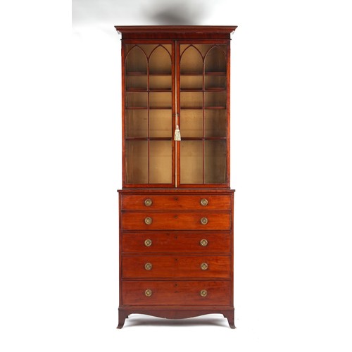 362 - Property of a gentleman - an early 19th century George IV mahogany secretaire bookcase of narrow pro... 