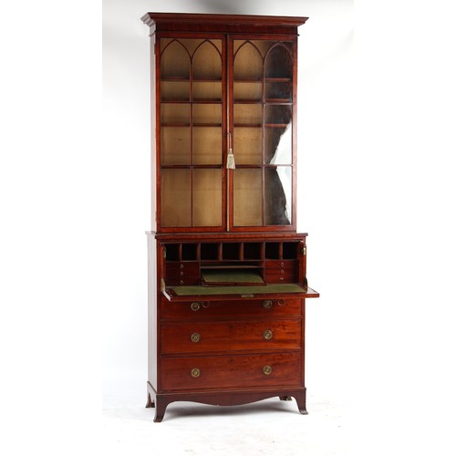 362 - Property of a gentleman - an early 19th century George IV mahogany secretaire bookcase of narrow pro... 