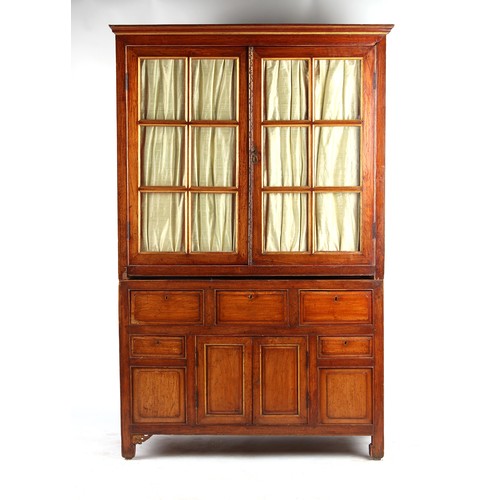 502 - Property of a deceased estate - a 19th century Far Eastern Colonial glazed two-door cabinet on assoc... 