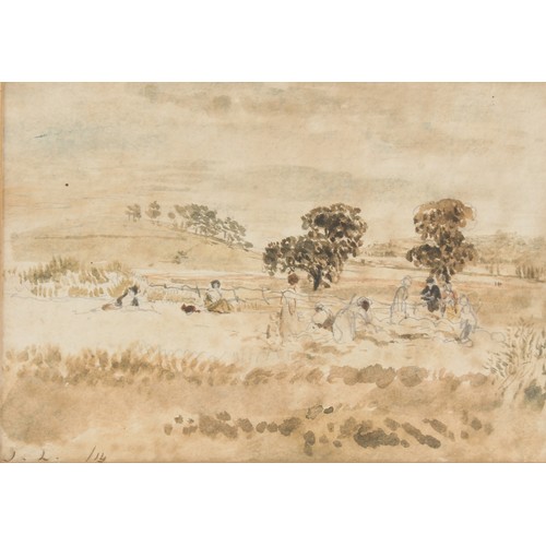 109 - Property of a lady of title - John Linnell (1792-1882) - 'A PICNIC ON PRIMROSE HILL' - watercolour, ... 