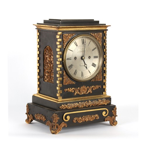 239 - The Henry & Tricia Byrom Collection - a mid 19th century bronze & ormolu bracket clock, with twin fu... 