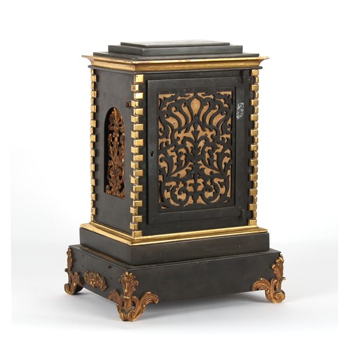 239 - The Henry & Tricia Byrom Collection - a mid 19th century bronze & ormolu bracket clock, with twin fu... 