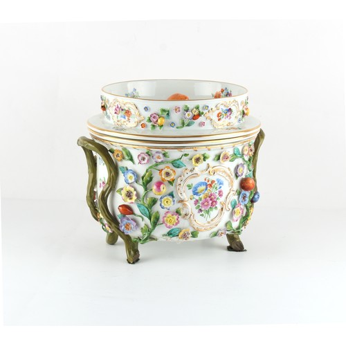 36 - Property of a gentleman - a late 19th / early 20th century Meissen floral encrusted porcelain ice pa... 