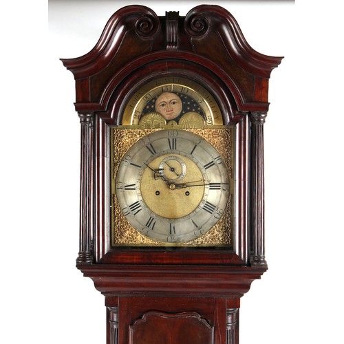 219 - Property of a gentleman - a George III mahogany longcase clock, the 12-inch arched brass dial with m... 