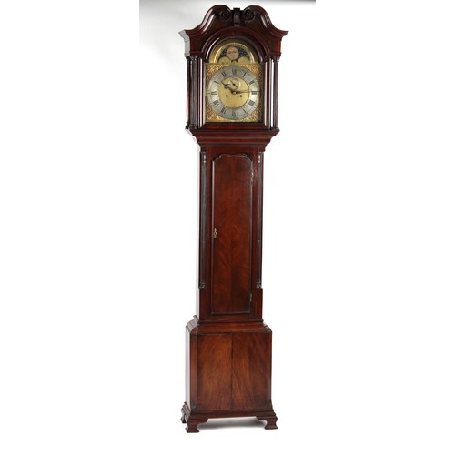 219 - Property of a gentleman - a George III mahogany longcase clock, the 12-inch arched brass dial with m... 