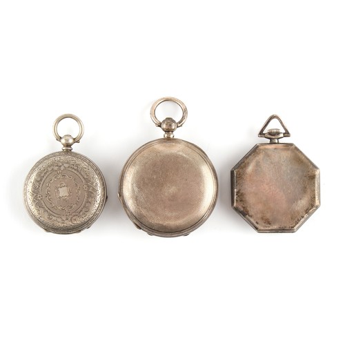 4 - Property of a deceased estate - three silver cased pocket watches including an octagonal example (3)... 