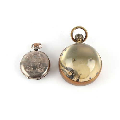 11 - Property of a gentleman - an early 20th century desk glass ball watch, the enamel dial marked 'VINCE... 