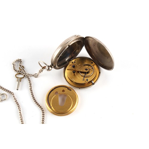 3 - Property of a lady - a silver full hunter cased pocket watch, London 1865, with 835 grade silver cha... 