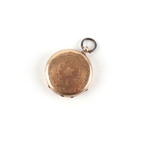 5 - Property of a lady - a late 19th century 14ct gold cased open faced pocket watch, damage to case & g... 