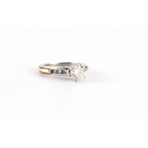 138 - Property of a lady - a platinum diamond single stone ring, the round brilliant cut diamond weighing ... 