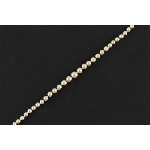 137 - Property of a lady - a certificated natural saltwater pearl single strand necklace, the 83 graduated... 