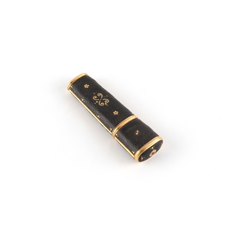 193 - An 18th century George III black shagreen & unmarked yellow gold (tests 18ct) etui, one fitting abse... 