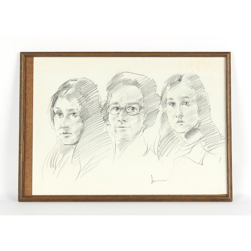 347 - Property of a lady - Robert Lenkiewicz (1941-2002) - A FAMILY GROUP PORTRAIT - pencil drawing, 16.5 ... 