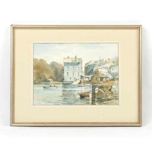 350 - Property of a deceased estate - Ley Kenyon (1913-1990) - VILLAGE HARBOUR SCENE - watercolour, 10.3 b... 