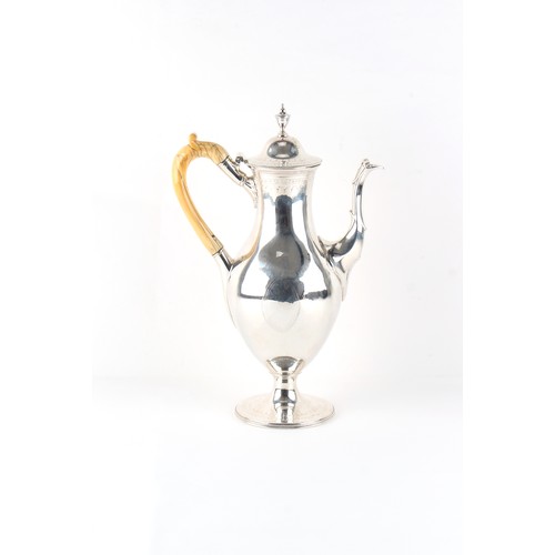 212 - Property of a deceased estate - a George III silver baluster coffee pot, with ivory handle, John Den... 