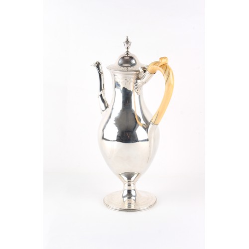 212 - Property of a deceased estate - a George III silver baluster coffee pot, with ivory handle, John Den... 