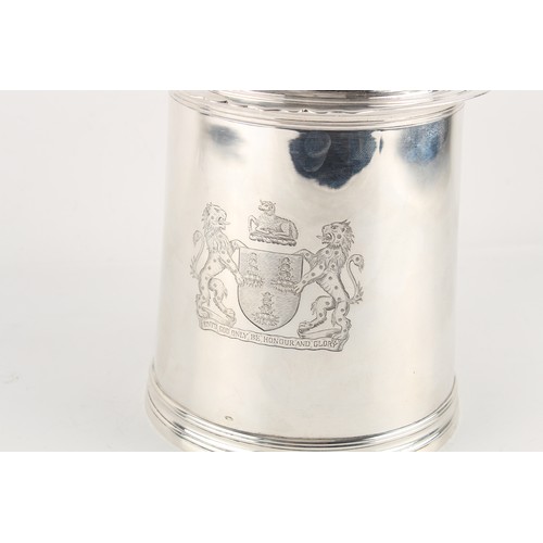 215 - Property of a deceased estate - a 17th century style silver lidded tankard, James Parkes & Co., Lond... 