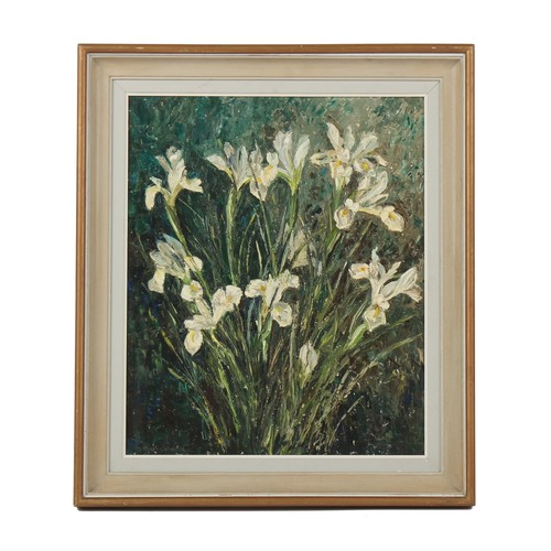 352 - Property of a gentleman - M. Marr-Johnson (20th/21st century) - 'WHITE IRISES' - oil on canvas, 24 b... 