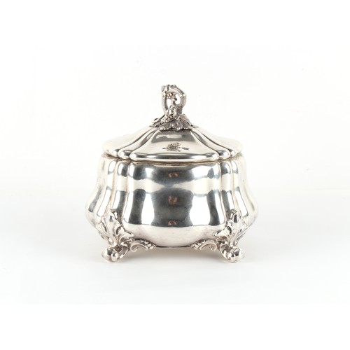 233 - Property of a lady - a late 19th century Continental silver (tested) box of bombe form with hinged l... 