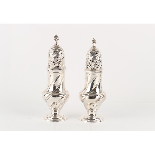 244 - Property of a deceased estate - a pair of early George III silver baluster casters, London 1763, eac... 