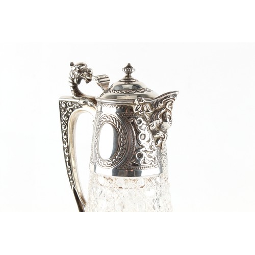 259 - Property of a lady - a Victorian silver mounted cut glass claret jug, of tapering cylindrical form, ... 