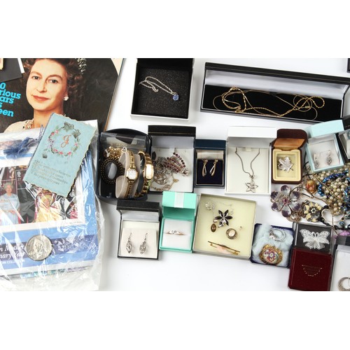 79 - Property of a deceased estate - a box containing assorted costume jewellery & watches; together with... 