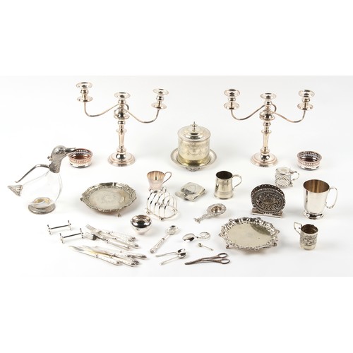 196 - Property of a deceased estate - a quantity of assorted silver plated items including a pair of three... 