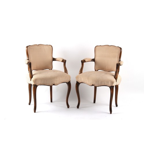 293 - Property of a deceased estate - a pair of French Louis XV style beechwood & upholstered fauteuils, w... 