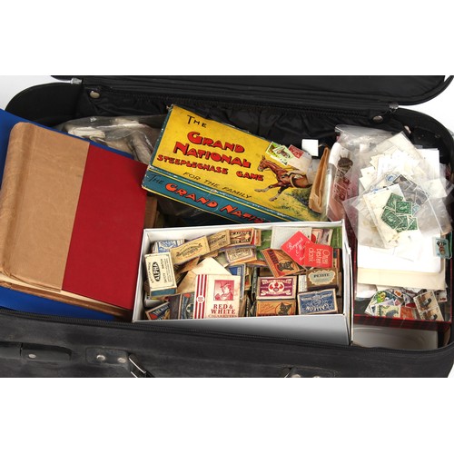 17 - Property of a deceased estate - two suitcases containing assorted stamps, postcards, cigarette cards... 