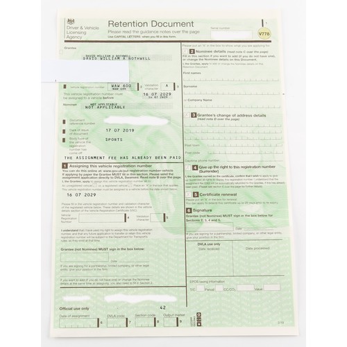 225 - Property of a deceased estate - personalised cherished number plate Vehicle Registration Retention D... 