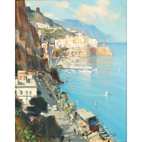 136 - Property of a lady - Vincenzo Aprile (Italian, b.1952) - AMALFI COAST - oil on canvas, 19.7 by 15.75... 