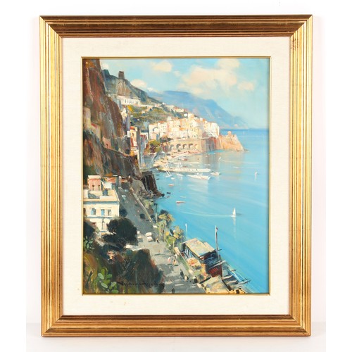 136 - Property of a lady - Vincenzo Aprile (Italian, b.1952) - AMALFI COAST - oil on canvas, 19.7 by 15.75... 