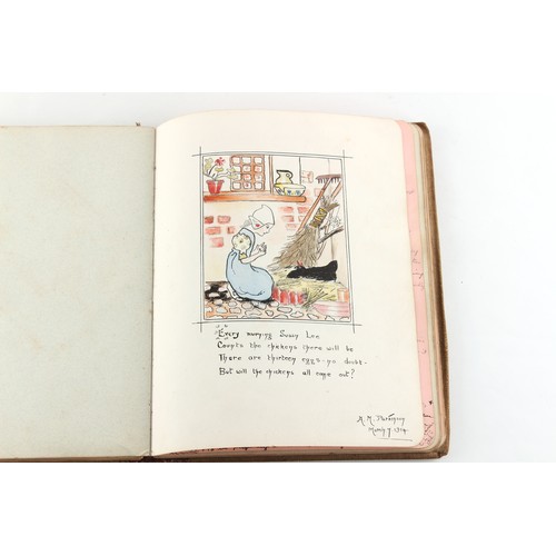 75 - Property of a gentleman - an early 20th century autograph book, containing drawings and verses, the ... 