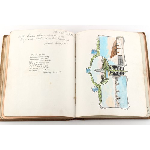 75 - Property of a gentleman - an early 20th century autograph book, containing drawings and verses, the ... 