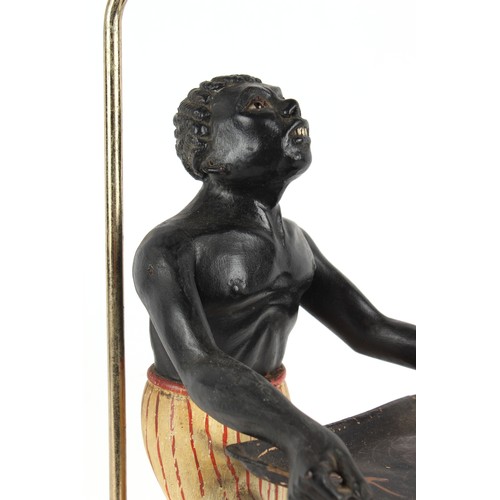 224 - Property of a lady - a late 19th century Venetian carved & painted wood Blackamoor card tray, mounte... 