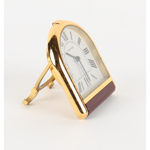 246 - Property of a lady - a Cartier quartz alarm clock, with folding strut, requires new battery, 3.45ins... 