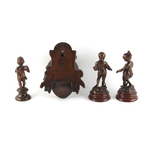 213 - Property of a lady - Louis Kley (1833-1911) - a pair of patinated bronze figures of children feeding... 