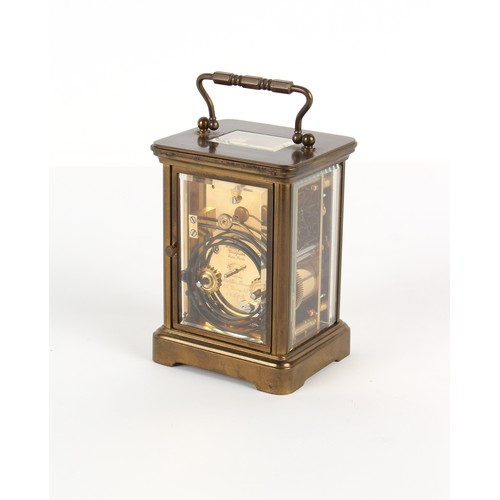 248 - Property of a gentleman - a Matthew Norman brass cased carriage clock, the Swiss 11-jewel movement s... 