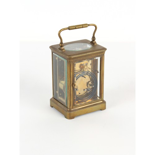 249 - Property of a gentleman - a late 19th / early 20th century brass cased carriage clock, striking the ... 