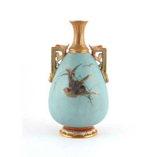 205 - Property of a gentleman - a Royal Worcester vase painted with Swans in Flight, by C H C Baldwyn, sig... 