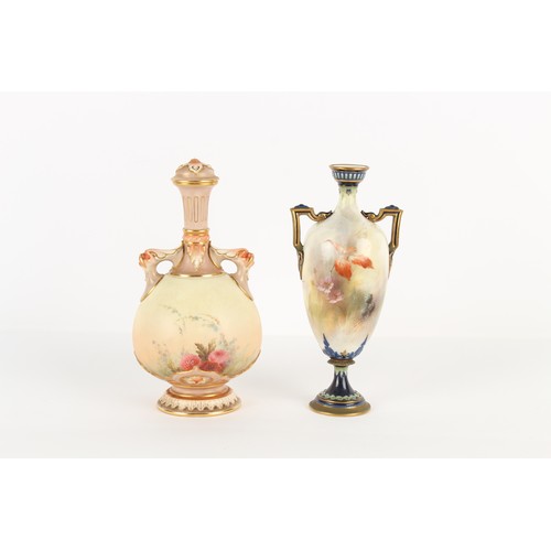 196 - Property of a gentleman - a late Victorian Royal Worcester blush ivory or peach bloom vase & cover, ... 