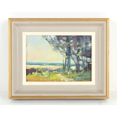 139 - Property of a lady - Norman Battershill RBA ROI (1922-2010) - LANDSCAPE AT EDGE OF WOODS - oil on bo... 