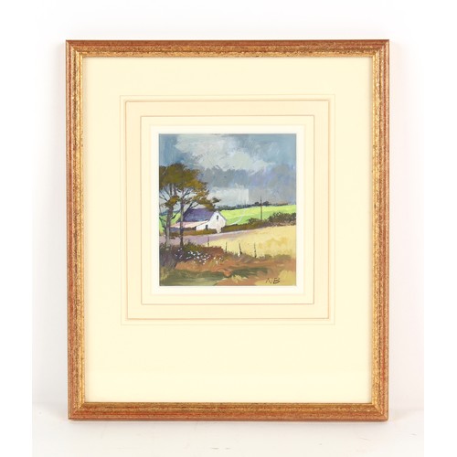 140 - Property of a lady - Norman Battershill RBA ROI (1922-2010) - WHITE COTTAGE IN LANDSCAPE - oil on bo... 