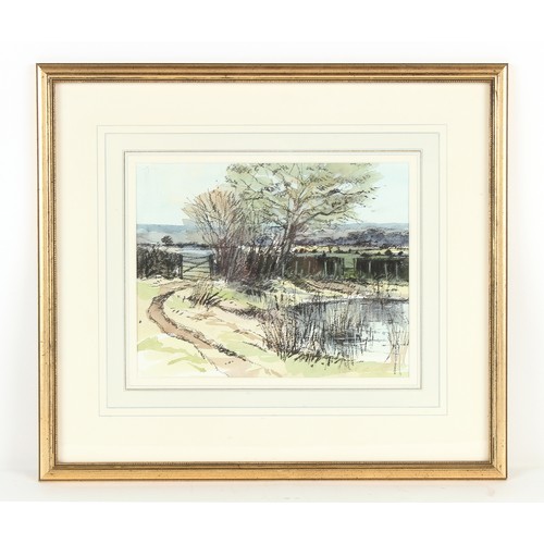 123 - Property of a lady - Norman Battershill RBA ROI (1922-2010) - 'NEAR FIDDLEFORD, DORSET' - watercolou... 