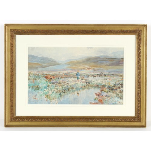 124 - Property of a lady - G.D. Smith (late 19th / early 20th century) - FIGURES IN A LANDSCAPE - watercol... 