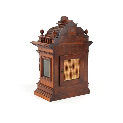 260 - Property of a lady - a late 19th century German walnut cased ting tang quarter striking mantel clock... 