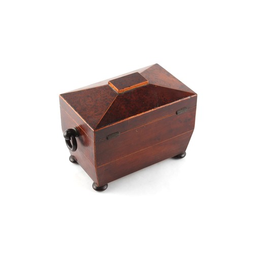 219 - Property of a deceased estate - an early 19th century Regency period burr yew wood tea caddy, of sar... 